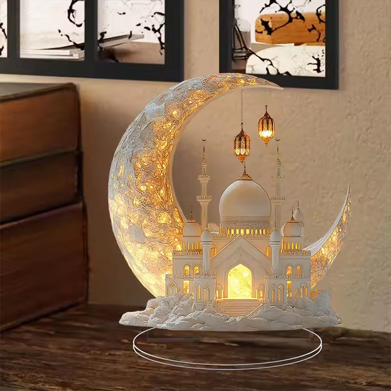 Copy of 2025 Ramadan 2D Acrylic Moon - Castle Ornament. Eid Al - fitr Decoration, Muslim Home & Party Gift.