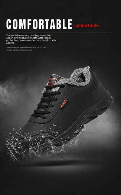 Men’s Warm Fur Lined Leather Sneakers