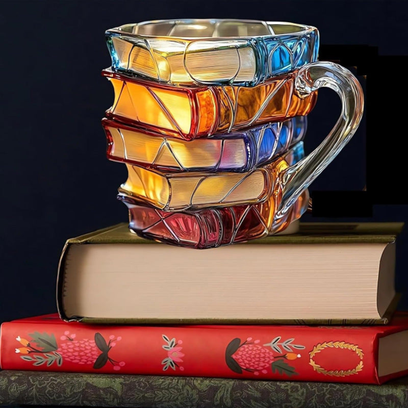 Novelty Book Design Glass Coffee Mug