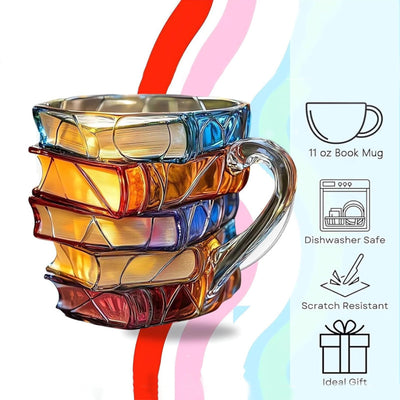 Novelty Book Design Glass Coffee Mug