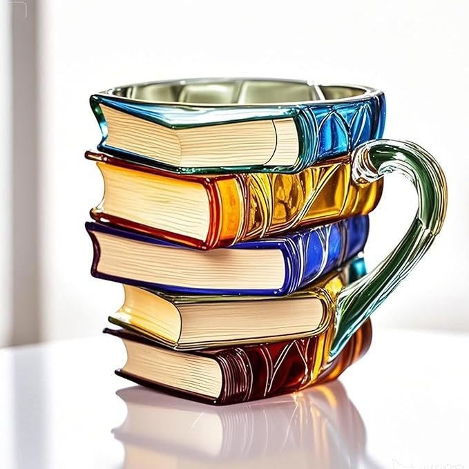 Colorful Books Coffee Cup Unique Stacked Books Coffee Cup - Finesse for All:infoshopstore.fitnessforall.com.uk