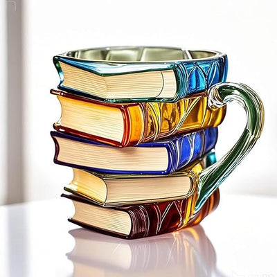 Colorful Books Coffee Cup Unique Stacked Books Coffee Cup - Finesse for All:infoshopstore.fitnessforall.com.uk