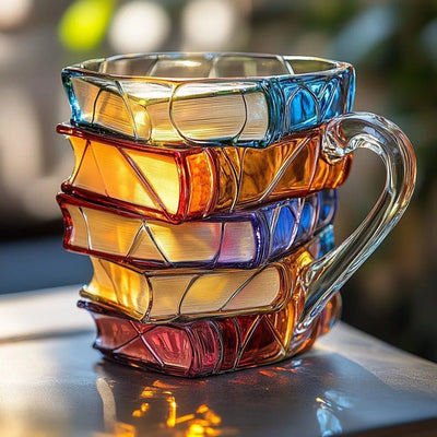 Colorful Books Coffee Cup Unique Stacked Books Coffee Cup - Finesse for All:infoshopstore.fitnessforall.com.uk