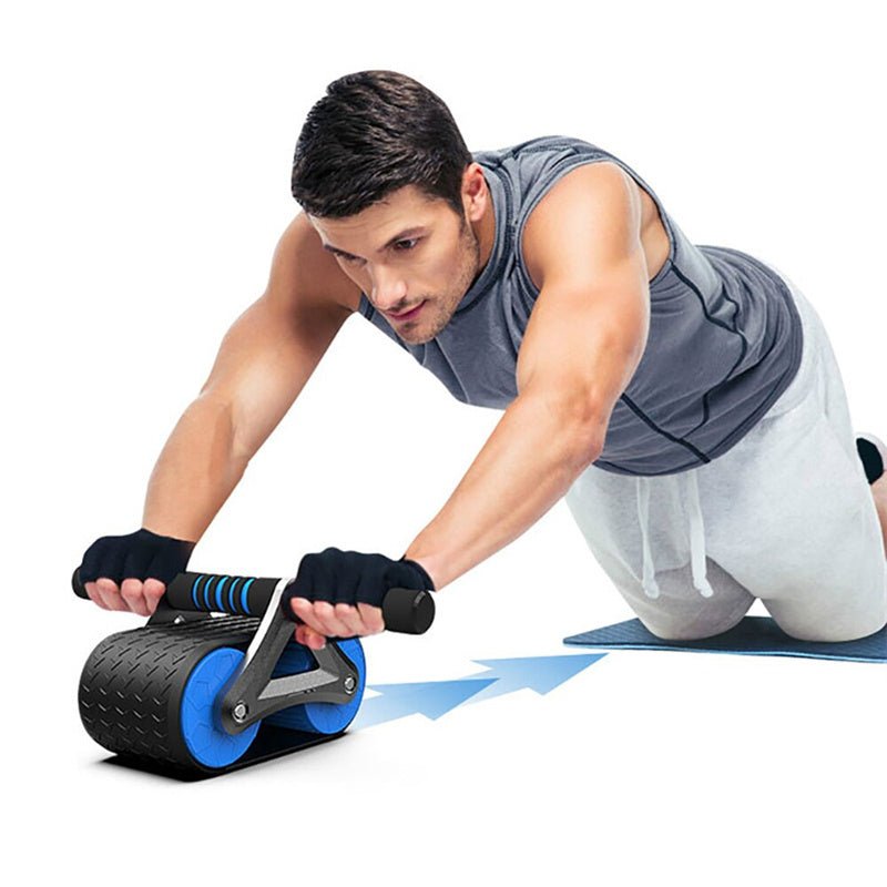 Double Wheel Abdominal Exerciser Women Men Automatic Rebound Ab Wheel Roller Waist Trainer Gym Sports Home Exercise Devices - Finesse for All:infoshopstore.fitnessforall.com.uk