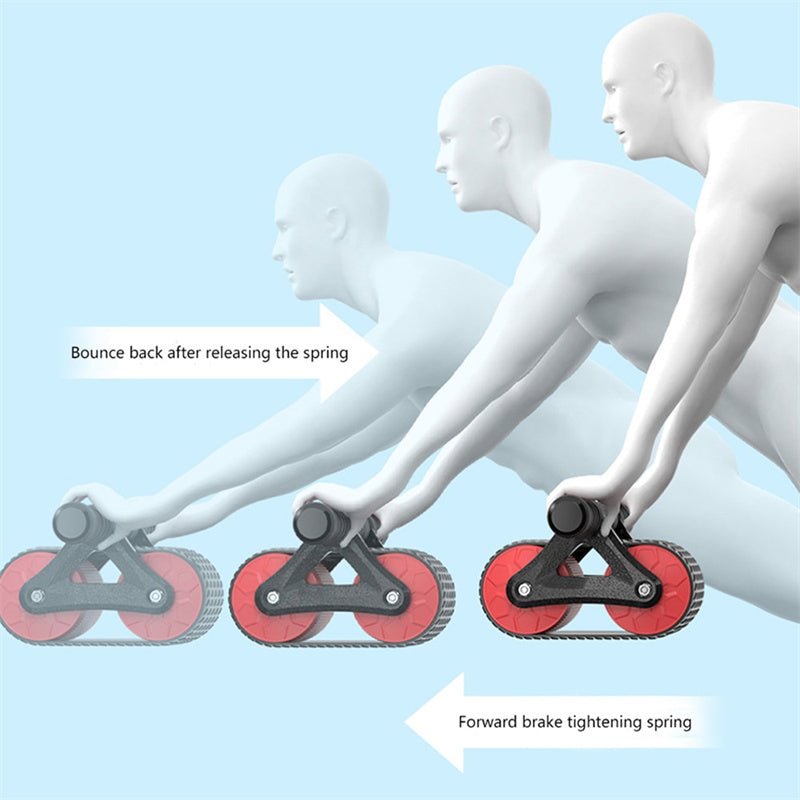 Double Wheel Abdominal Exerciser Women Men Automatic Rebound Ab Wheel Roller Waist Trainer Gym Sports Home Exercise Devices - Finesse for All:infoshopstore.fitnessforall.com.uk