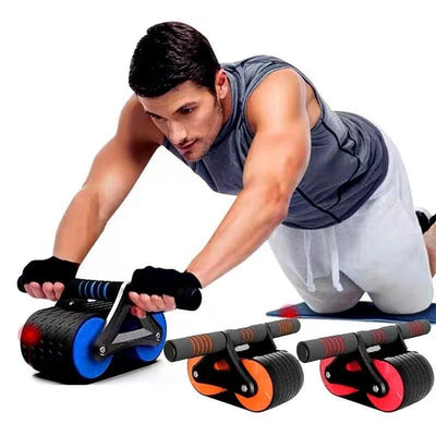 Double Wheel Abdominal Exerciser Women Men Automatic Rebound Ab Wheel Roller Waist Trainer Gym Sports Home Exercise Devices - Finesse for All:infoshopstore.fitnessforall.com.uk