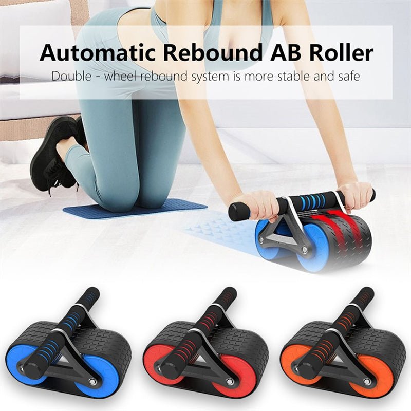 Double Wheel Abdominal Exerciser Women Men Automatic Rebound Ab Wheel Roller Waist Trainer Gym Sports Home Exercise Devices - Finesse for All:infoshopstore.fitnessforall.com.uk