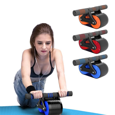 Double Wheel Abdominal Exerciser Women Men Automatic Rebound Ab Wheel Roller Waist Trainer Gym Sports Home Exercise Devices - Finesse for All:infoshopstore.fitnessforall.com.uk