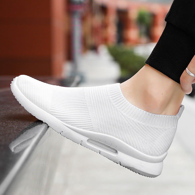 Flying Knit Sneakers Men's Mesh White Shoes Black Casual Sneakers under$30