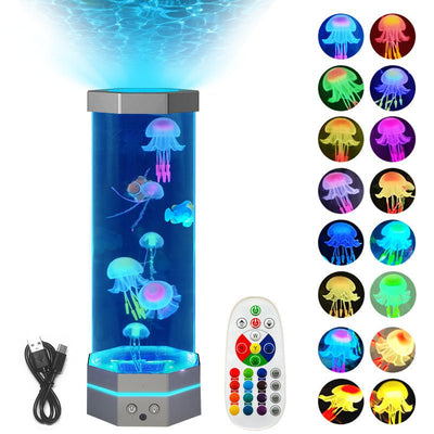 Jellyfish Lava Lamp 17 Colors Changing 15inch Jellyfish Lamp With Remote Control USB Plug - in Bubble Fish Lamp Kids Night Light Creative Projector Lamp Home Decor - Finesse for All:infoshopstore.fitnessforall.co.uk