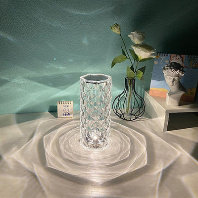 Nordic Crystal Lamp USB Table Lamps Bedroom Touch Dimming Atmosphere Diamond Night Light Rose Projector Lamp Decor - Finesse for All:infoshopstore.fitnessforall.co.uk