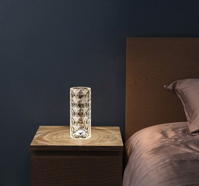 Nordic Crystal Lamp USB Table Lamps Bedroom Touch Dimming Atmosphere Diamond Night Light Rose Projector Lamp Decor - Finesse for All:infoshopstore.fitnessforall.co.uk