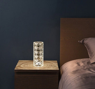 Nordic Crystal Lamp USB Table Lamps Bedroom Touch Dimming Atmosphere Diamond Night Light Rose Projector Lamp Decor - Finesse for All:infoshopstore.fitnessforall.co.uk