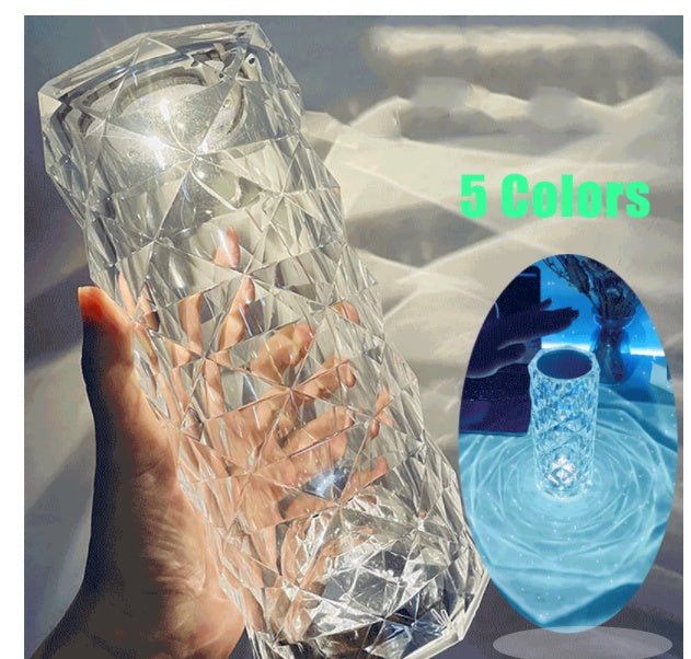 Nordic Crystal Lamp USB Table Lamps Bedroom Touch Dimming Atmosphere Diamond Night Light Rose Projector Lamp Decor - Finesse for All:infoshopstore.fitnessforall.co.uk