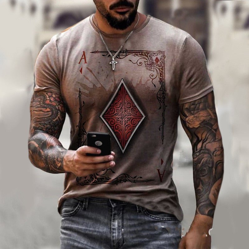 Playing Card Printing Men's T-Shirt Top under$20 - Finesse for All:infoshopstore.fitnessforall.co.uk