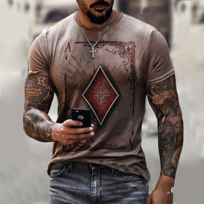 Playing Card Printing Men's T-Shirt Top under$20 - Finesse for All:infoshopstore.fitnessforall.co.uk