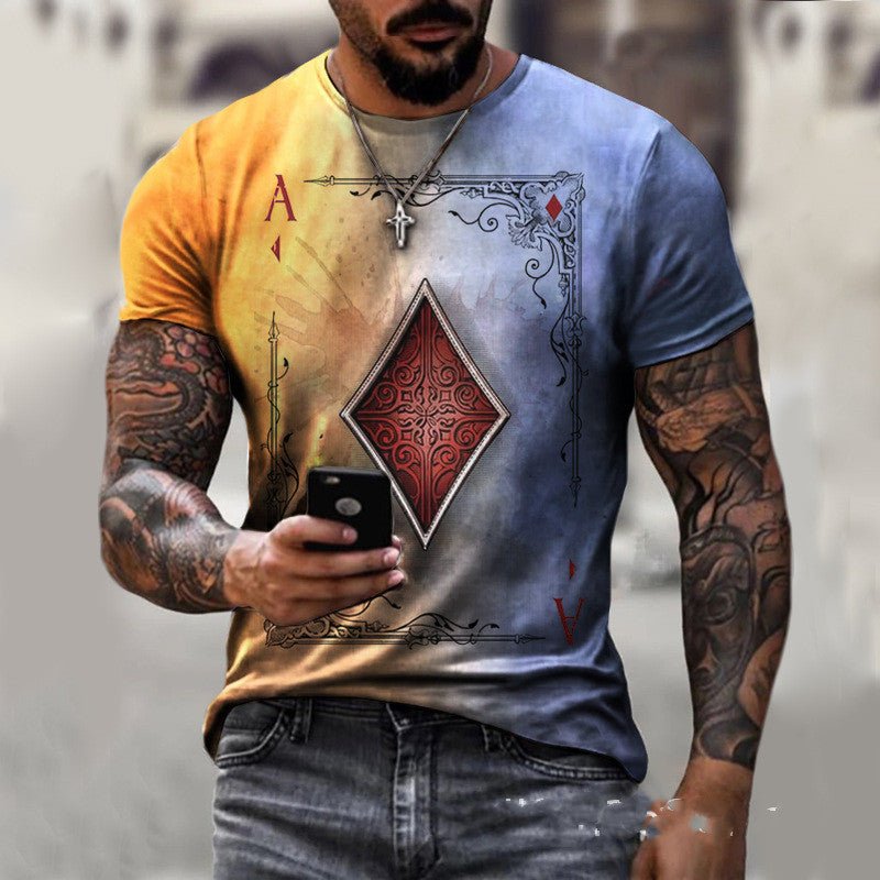 Playing Card Printing Men's T-Shirt Top under$20 - Finesse for All:infoshopstore.fitnessforall.co.uk