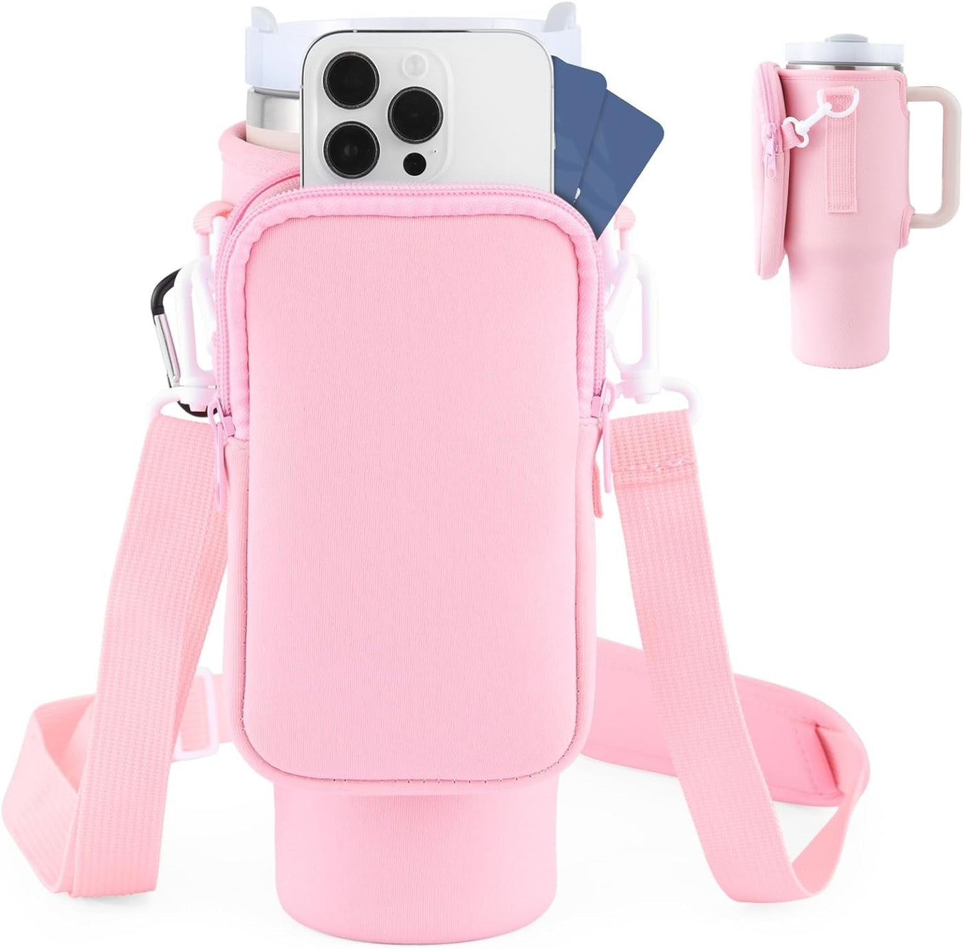 Slok Water Bottle Carrier Bag, Compatible With 40oz Tumbler With Handle, Modern Water Bottle Holder With Simple Adjustable Strap For Outdoor Walking Hiking Travelling Sports - Blue Purple - Finesse for All:infoshopstore.fitnessforall.co.uk