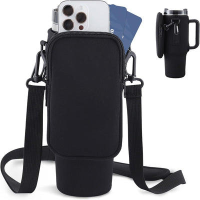 Slok Water Bottle Carrier Bag, Compatible With 40oz Tumbler With Handle, Modern Water Bottle Holder With Simple Adjustable Strap For Outdoor Walking Hiking Travelling Sports - Blue Purple - Finesse for All:infoshopstore.fitnessforall.co.uk